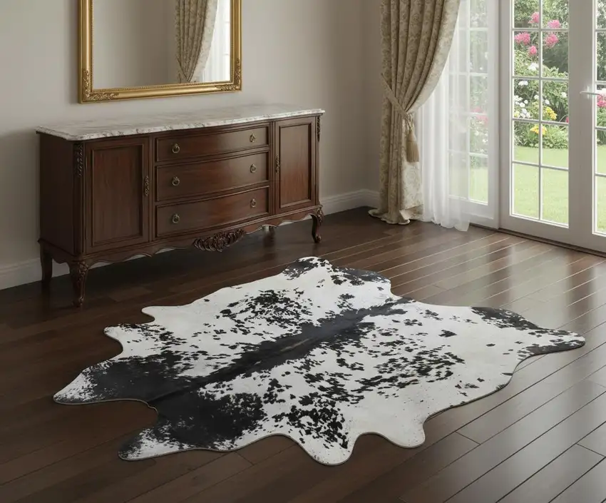 Black And White Cowhide Handmade Area Rug Photo 1