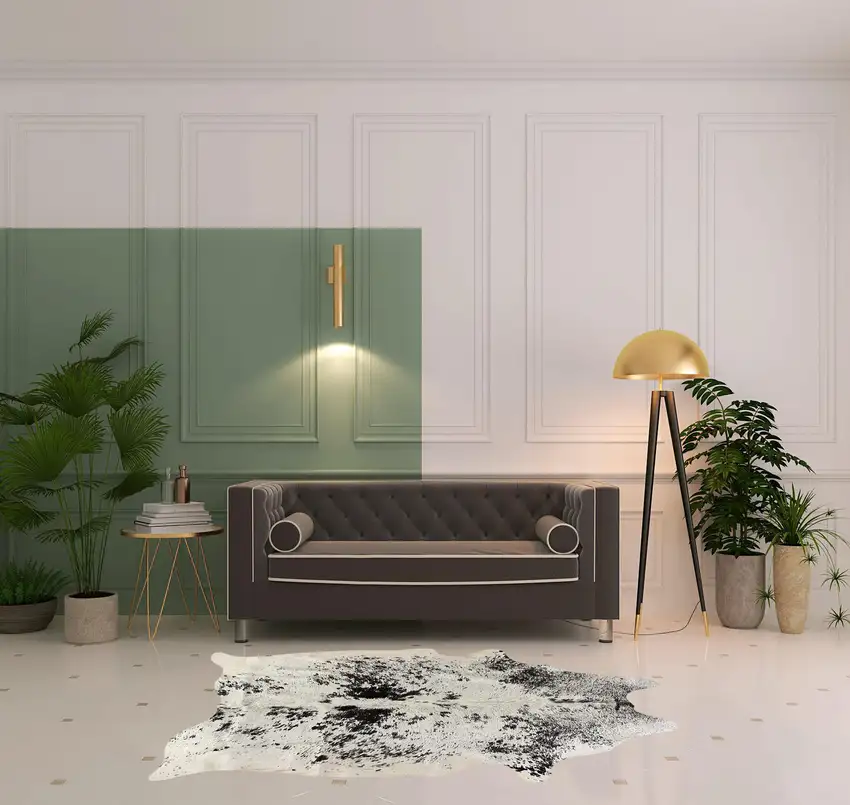 Black and White Cowhide Hand Knotted Area Rug Photo 2