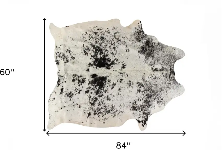 Black and White Cowhide Hand Knotted Area Rug Photo 5
