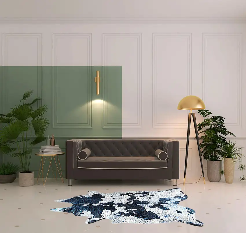 Black and White Cowhide Hand Knotted Area Rug Photo 2