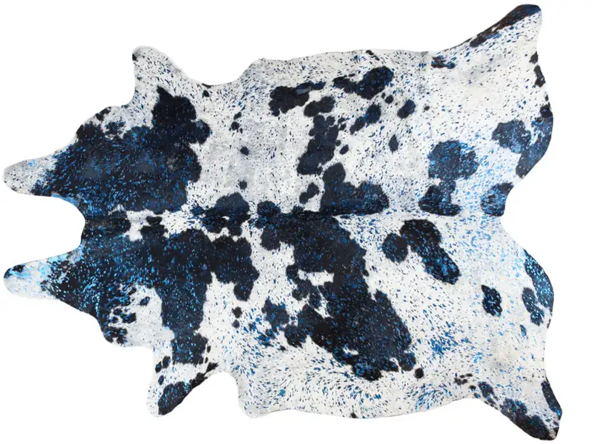 Black and White Cowhide Hand Knotted Area Rug Photo 3