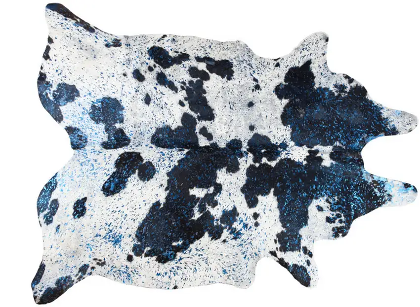 Black and White Cowhide Hand Knotted Area Rug Photo 1