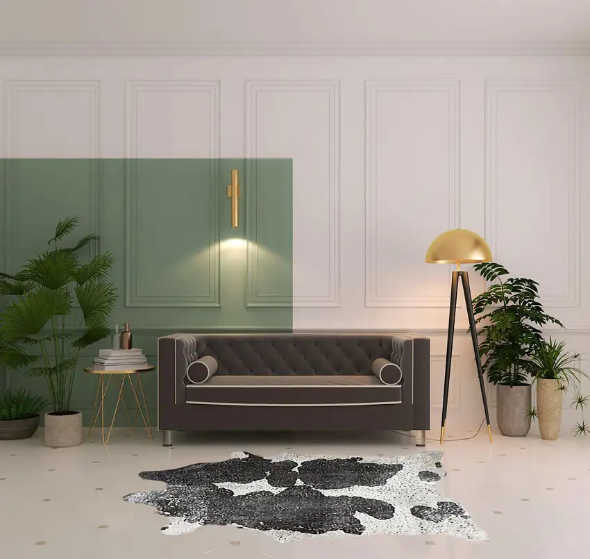 Black and White Cowhide Hand Knotted Area Rug Photo 2