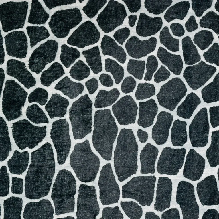 Black and White Croc Print Shag Handmade Non Skid Area Rug Photo 4