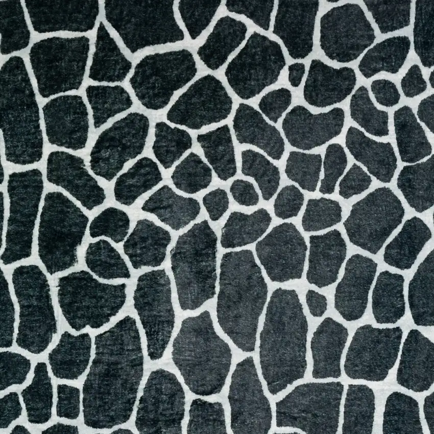 Black and White Croc Print Shag Handmade Non Skid Area Rug Photo 7