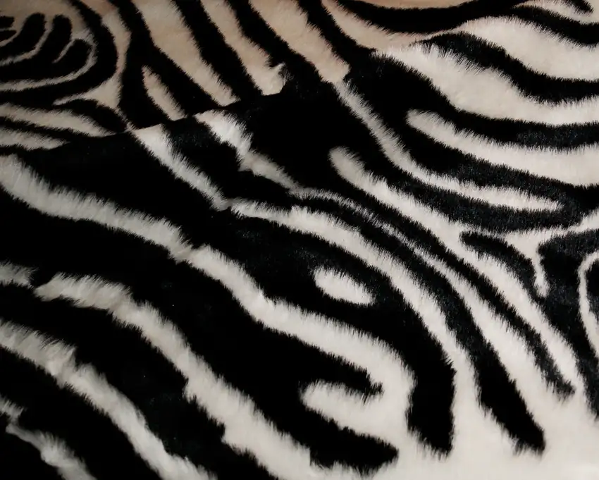Black and White Faux Fur Printed Area Rug Photo 7