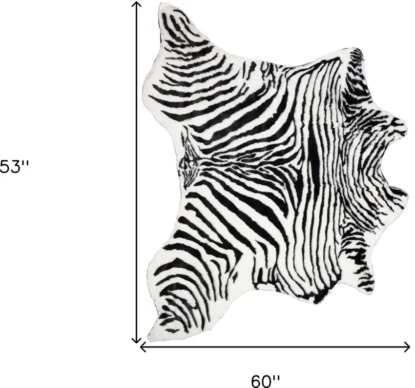 Black and White Faux Fur Printed Area Rug Photo 6
