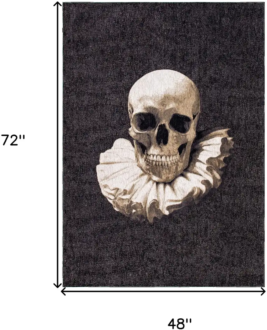 Black and White Funky Skull Non Skid Area Rug Photo 3