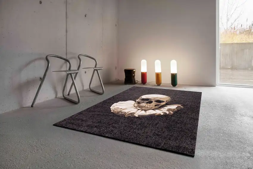 Black and White Funky Skull Non Skid Area Rug Photo 7