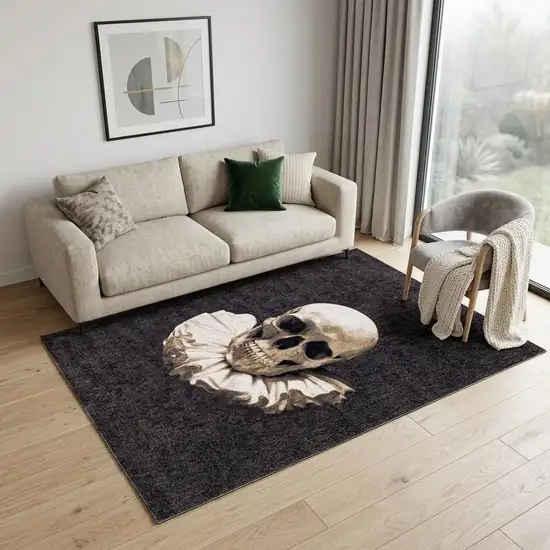 Black and White Funky Skull Non Skid Area Rug Photo 1
