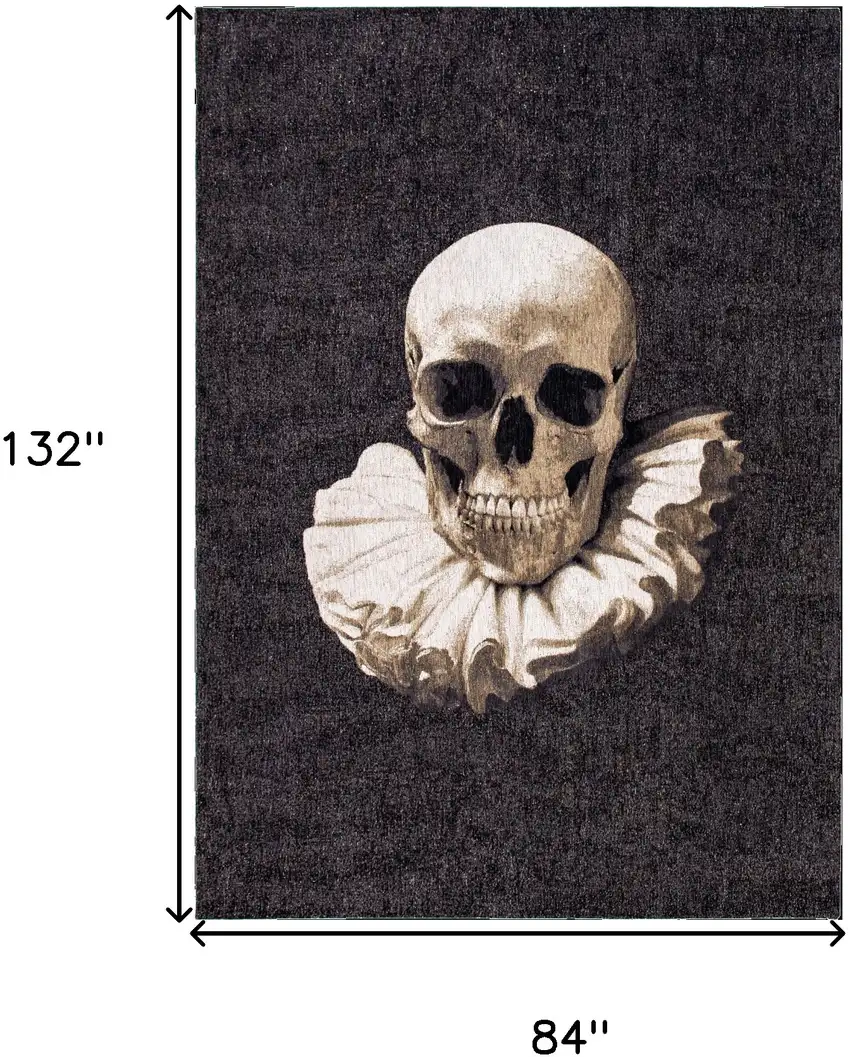 Black and White Funky Skull Non Skid Area Rug Photo 3