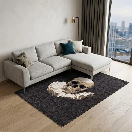 Black and White Funky Skull Non Skid Area Rug Photo 1
