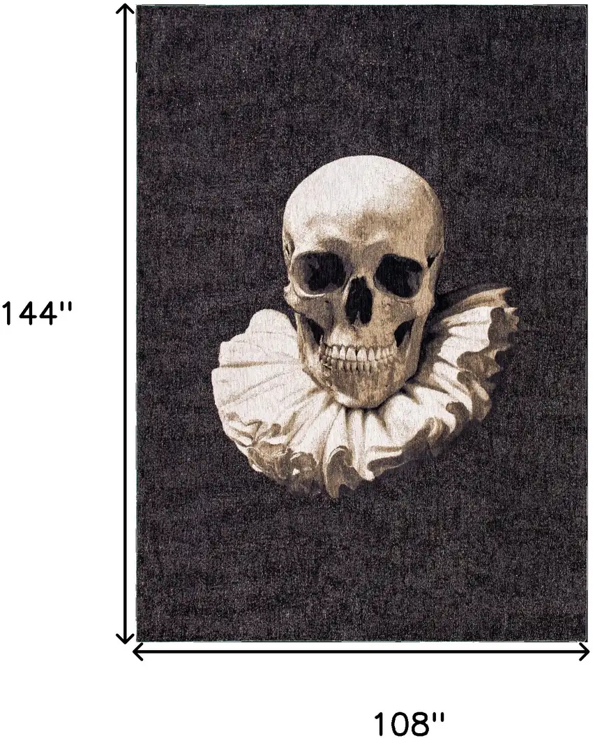 Black and White Funky Skull Non Skid Area Rug Photo 3