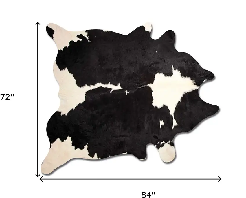 Black And White Cowhide Animal Print Area Rug Photo 3