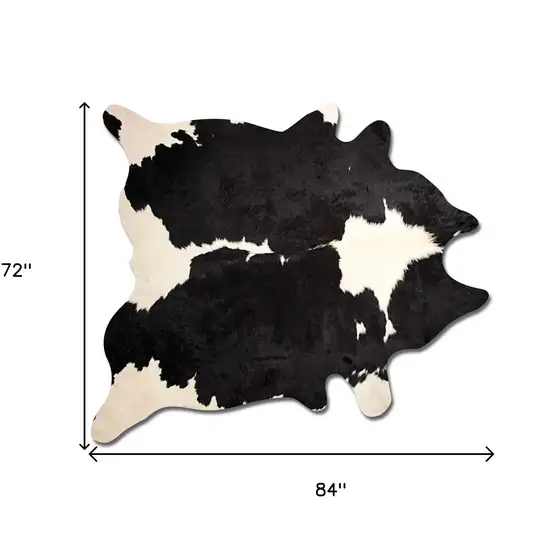 Black And White Cowhide Animal Print Area Rug Photo 3