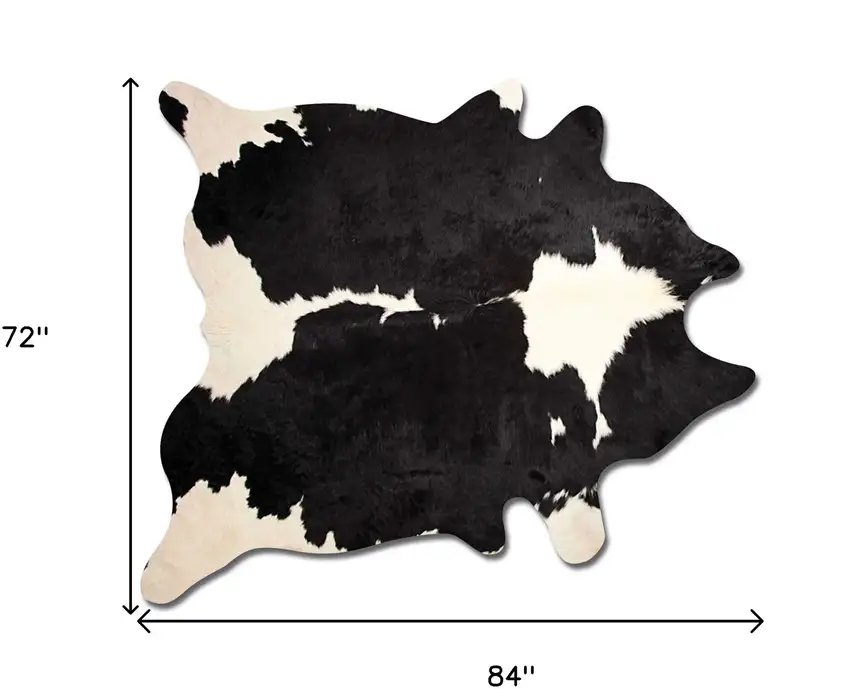 Black And White Cowhide Animal Print Area Rug Photo 3