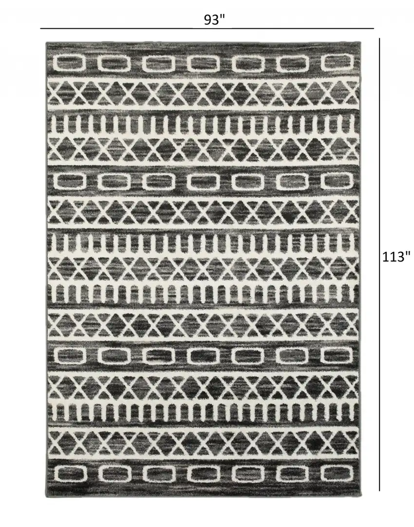 Black and White Geometric Area Rug Photo 7