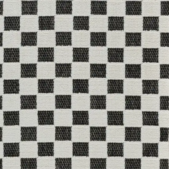 Black and White Geometric Distressed Indoor Outdoor Area Rug Photo 5