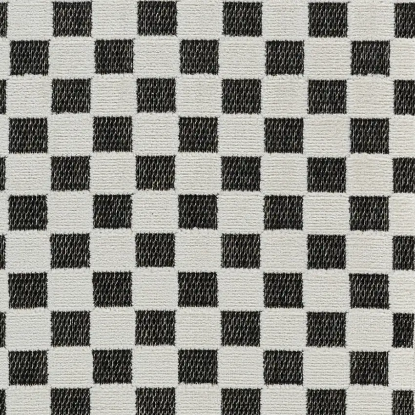 Black and White Geometric Distressed Indoor Outdoor Area Rug Photo 5