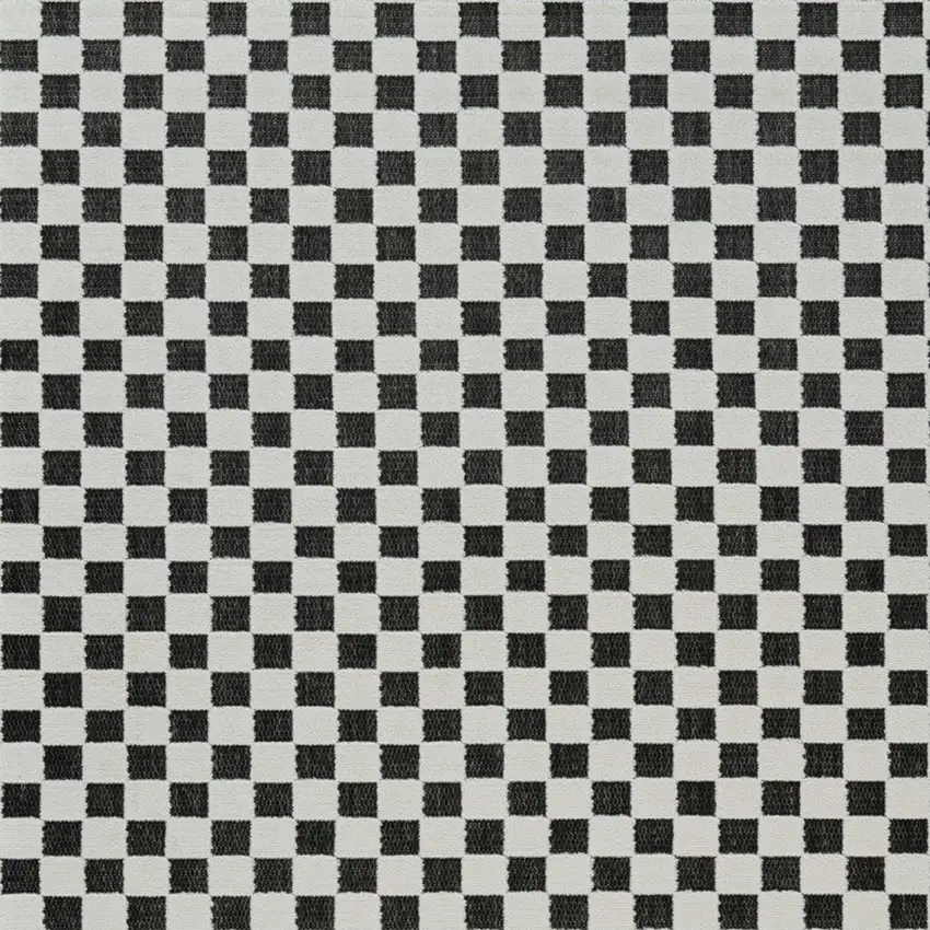 Black and White Geometric Distressed Indoor Outdoor Area Rug Photo 5