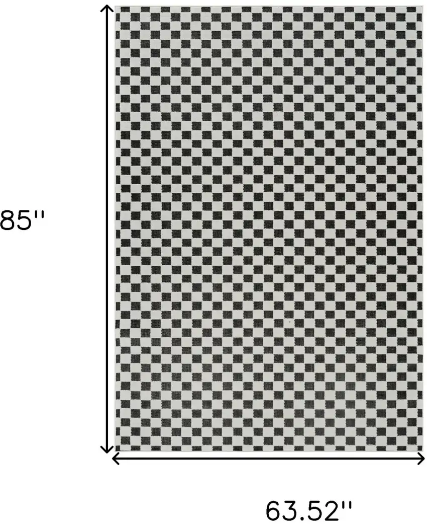 Black and White Geometric Distressed Indoor Outdoor Area Rug Photo 3