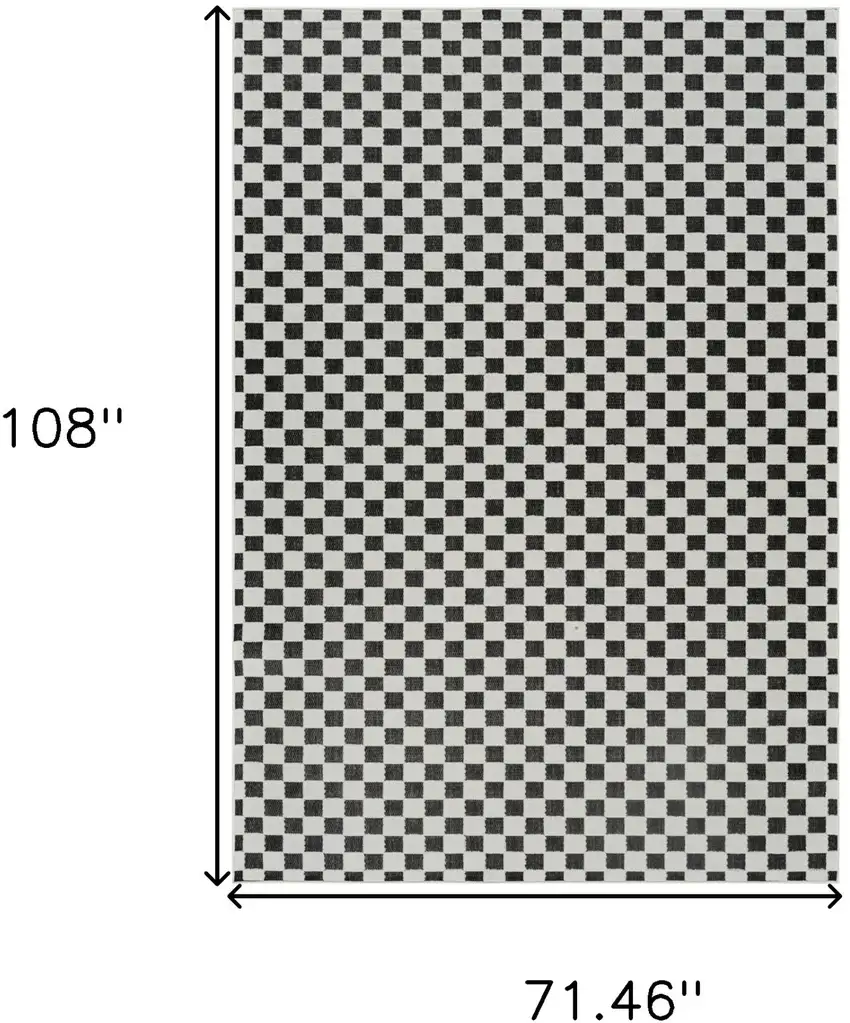 Black and White Geometric Distressed Indoor Outdoor Area Rug Photo 3