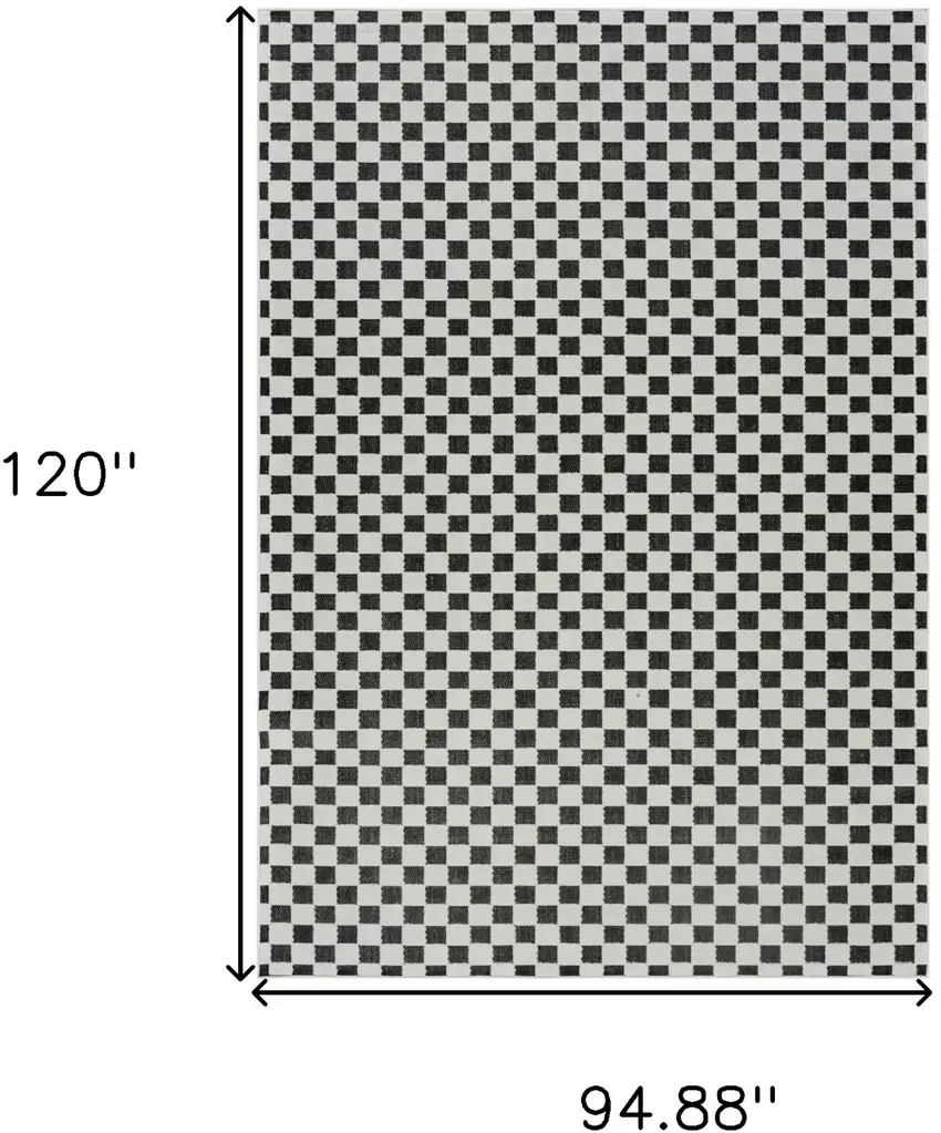 Black and White Geometric Distressed Indoor Outdoor Area Rug Photo 3