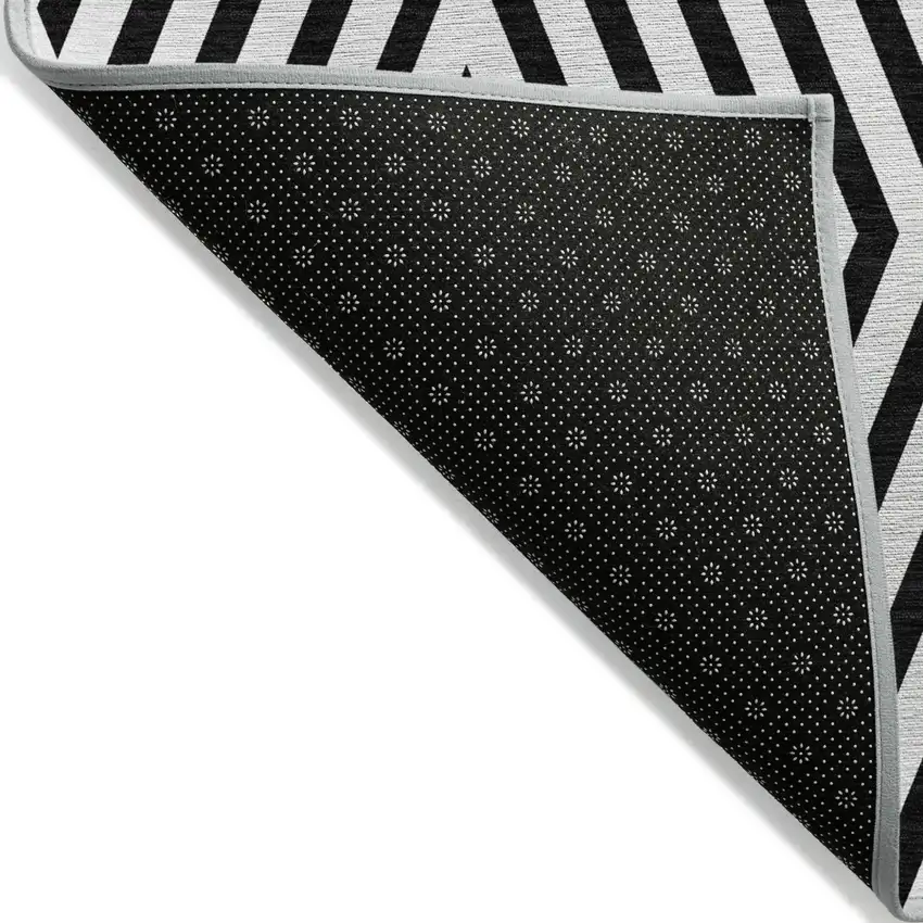 Black and White Geometric Washable Non Skid Indoor Outdoor Area Rug Photo 3