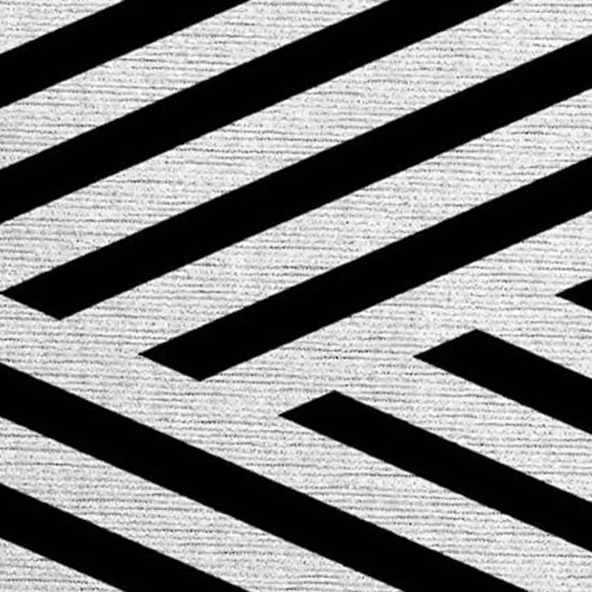 Black and White Geometric Washable Non Skid Indoor Outdoor Area Rug Photo 5