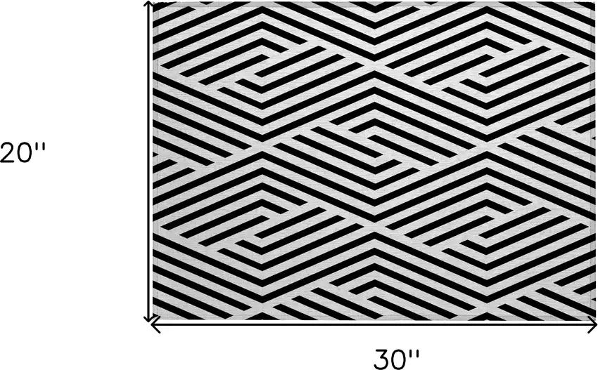 Black and White Geometric Washable Non Skid Indoor Outdoor Area Rug Photo 9