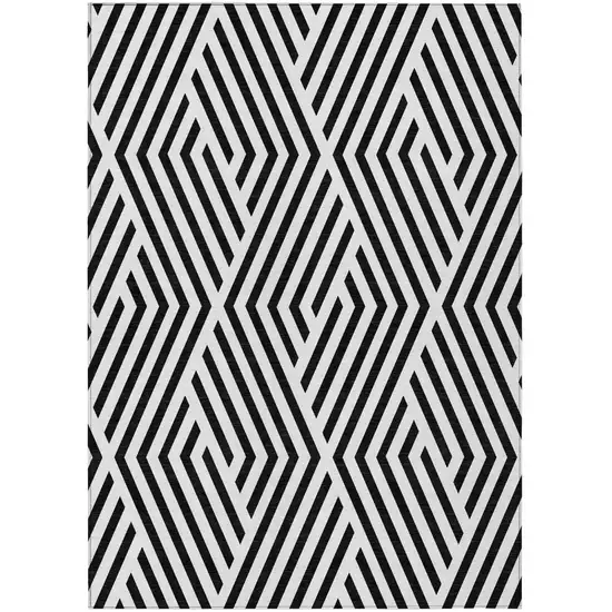 Black and White Geometric Washable Non Skid Indoor Outdoor Area Rug Photo 2