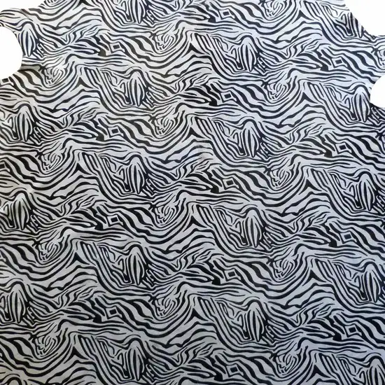 6 Ft Black And White Stenciled Baby Zebra Cowhide Rug Photo 3