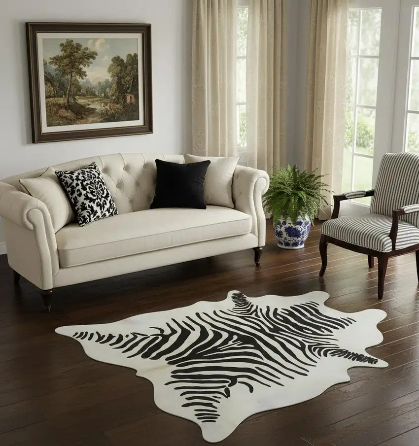 Black And White Cowhide Handmade Area Rug Photo 1
