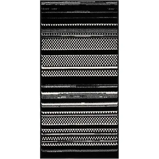 Black and White Striped Power Loom Area Rug Photo 7