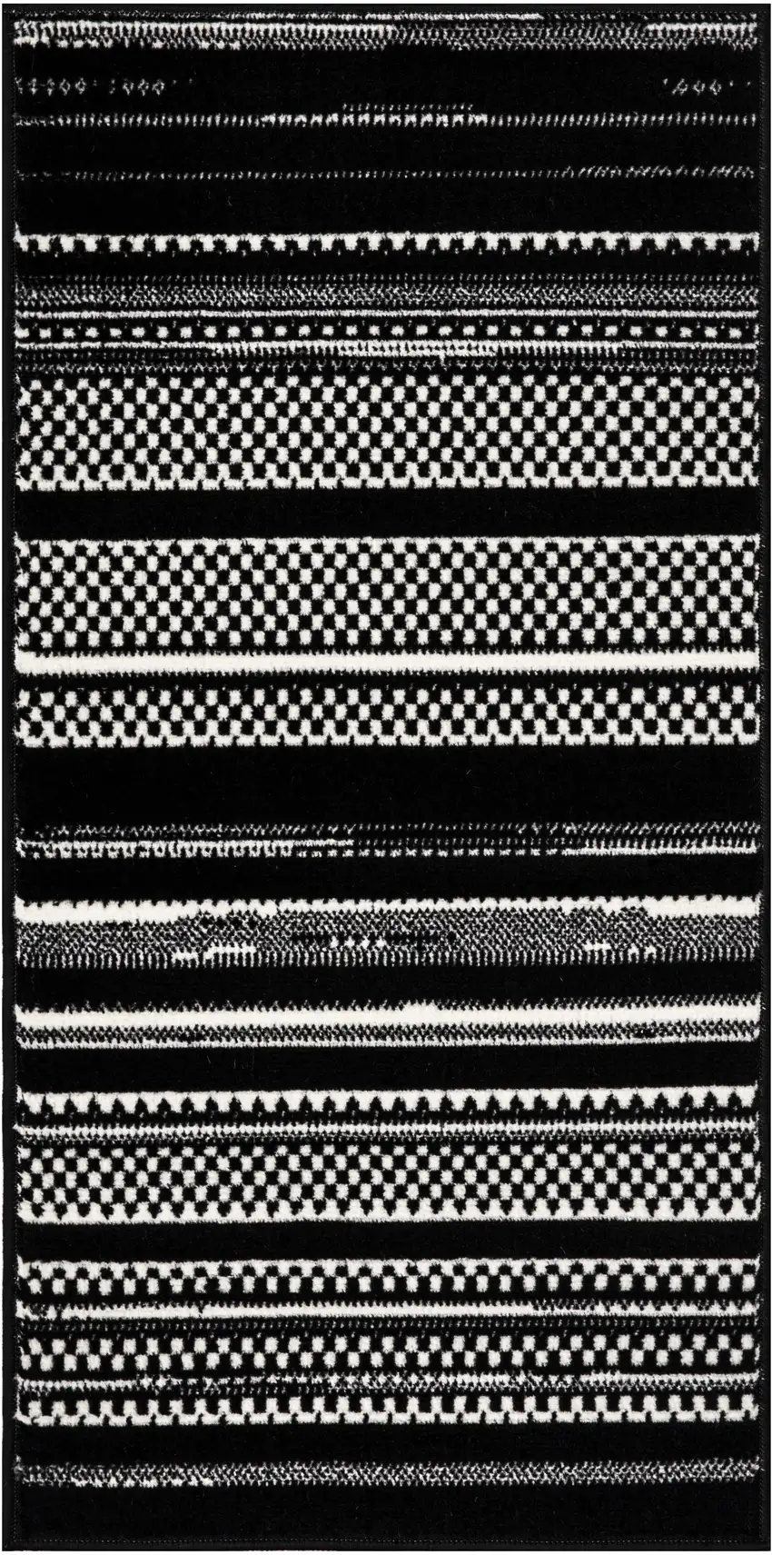 Black and White Striped Power Loom Area Rug Photo 7