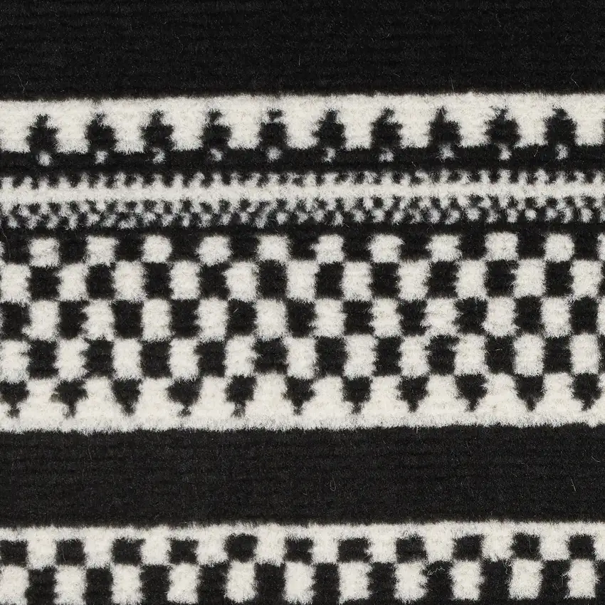 Black and White Striped Power Loom Area Rug Photo 4