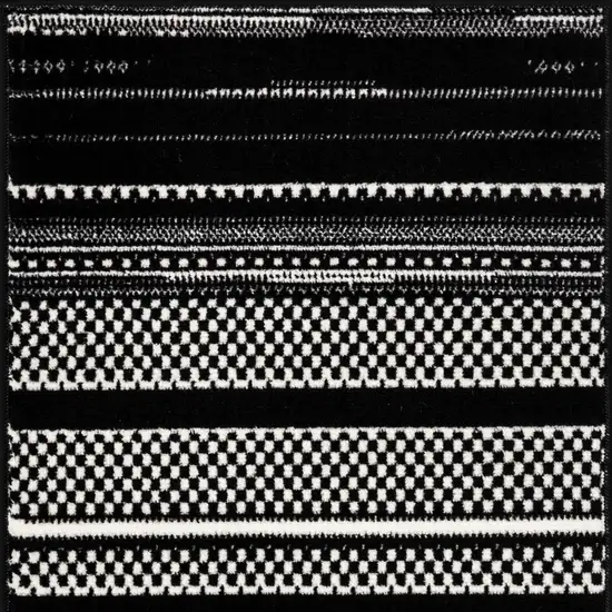 Black and White Striped Power Loom Area Rug Photo 7