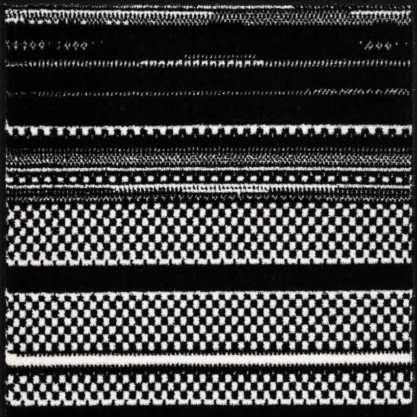 Black and White Striped Power Loom Area Rug Photo 7