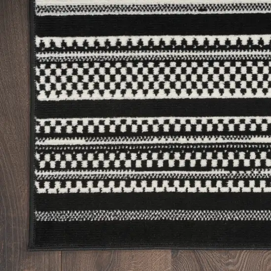 Black and White Striped Power Loom Area Rug Photo 4