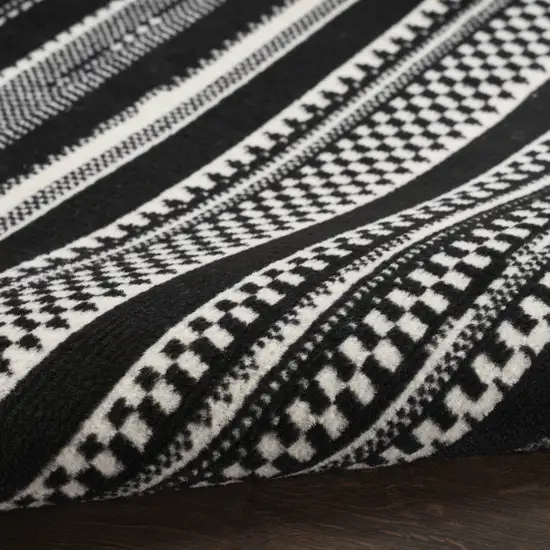 Black and White Striped Power Loom Area Rug Photo 8