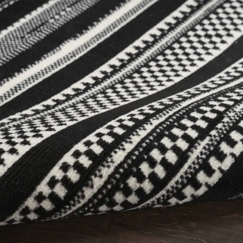 Black and White Striped Power Loom Area Rug Photo 8
