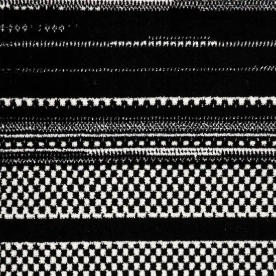 Black and White Striped Power Loom Area Rug Photo 6