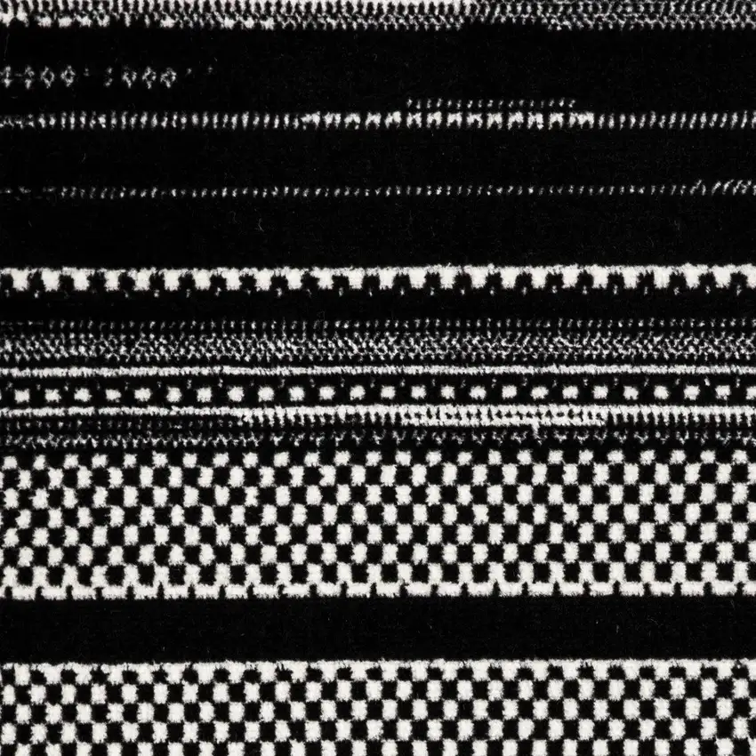 Black and White Striped Power Loom Area Rug Photo 6