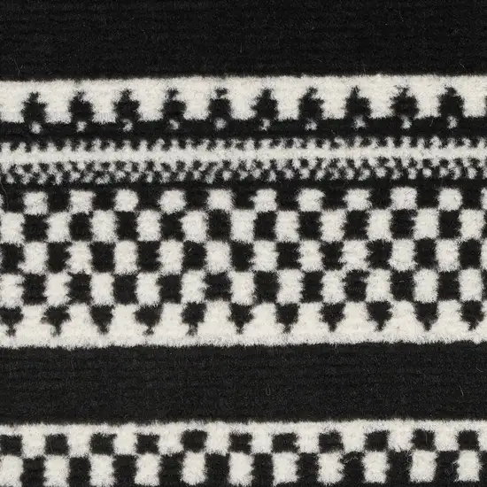 Black and White Striped Power Loom Area Rug Photo 5