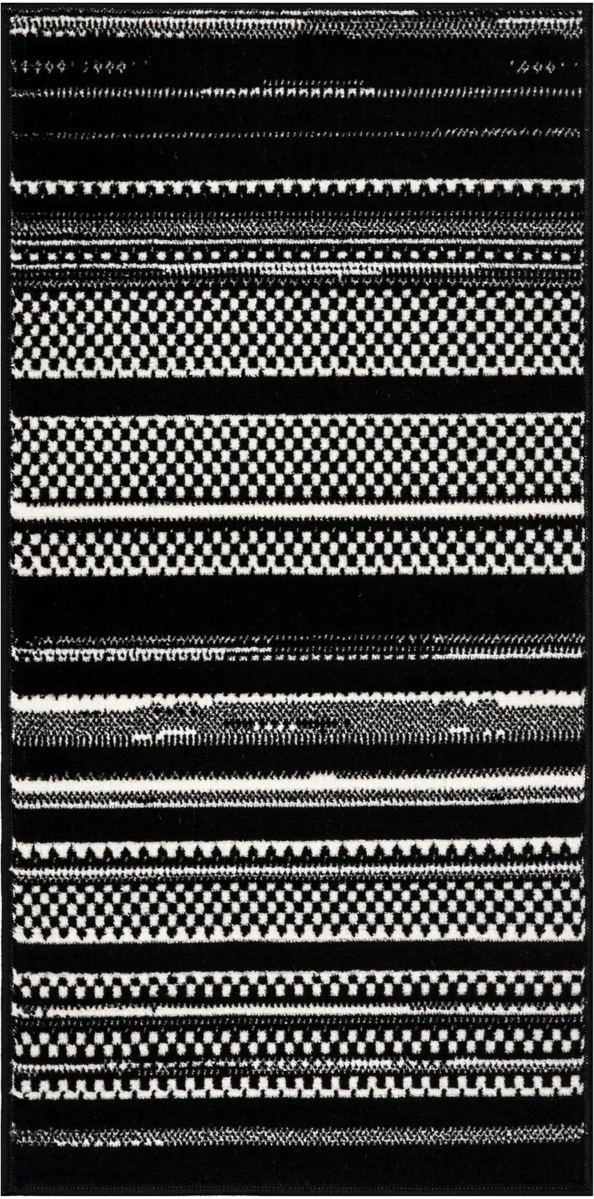 Black and White Striped Power Loom Area Rug Photo 2