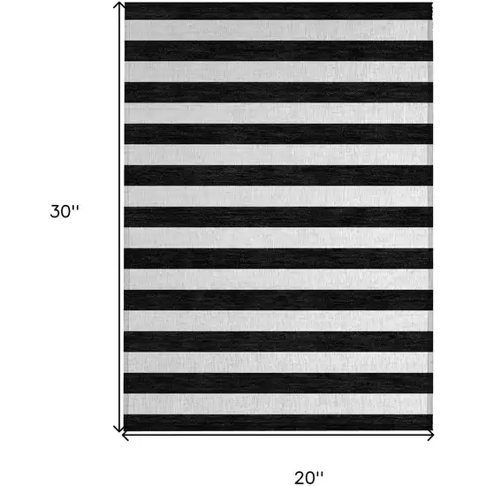 Black and White Striped Washable Indoor Outdoor Area Rug Photo 8