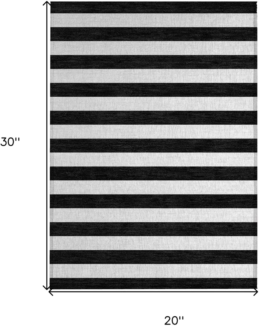 Black and White Striped Washable Indoor Outdoor Area Rug Photo 8