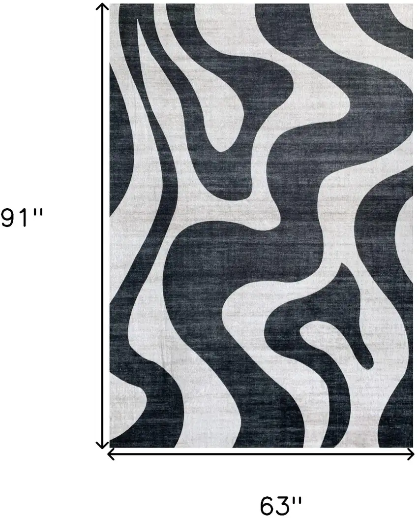 Black and White Zebra Print Area Rug Photo 6