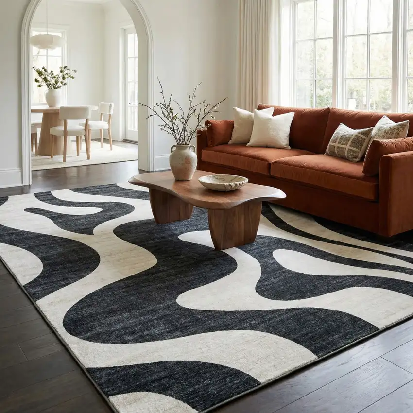 Black and White Zebra Print Area Rug Photo 4