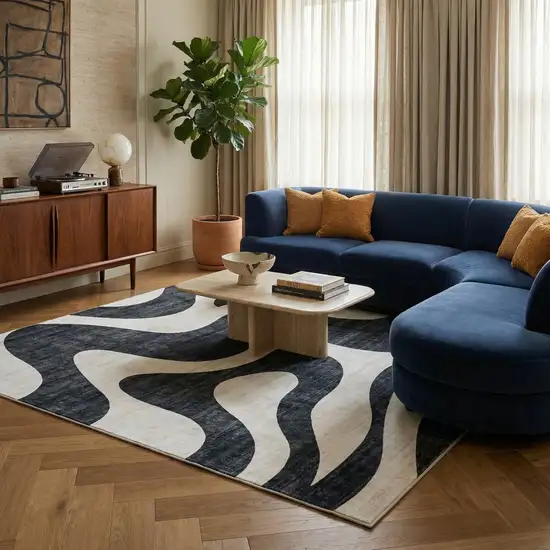 Black and White Zebra Print Area Rug Photo 5